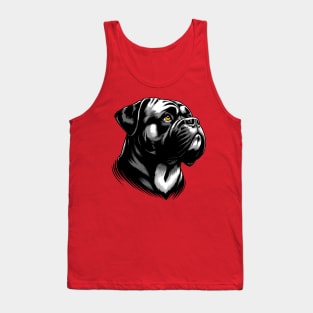 Stunning and Cool Bullmastiff Monochrome and Gold Portrait for Father's Day Tank Top